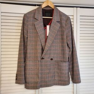 Sanctuary Womens Blazer Jacket  Dark Academia Plaid Preppy Professor, Size M